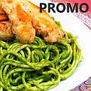 MENU: SPAG PESTO C/FILETE POLLO +PAN+BE
