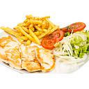 MENU: FILETE DE POLLO C/ARROZ+PAPAS FRITAS+ENSALADA +BE